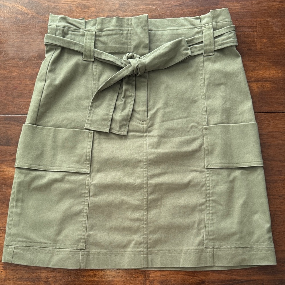LOFT Olive Cargo Skirt with Tie-Front
